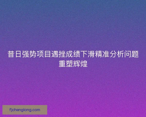 昔日强势项目遇挫成绩下滑精准分析问题重塑辉煌
